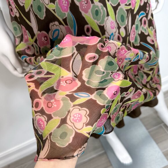 Garnet Hill Vintage Sleeveless Silk Abstract Floral Print Midi Dress Womens Sz 4 - Picture 8 of 14